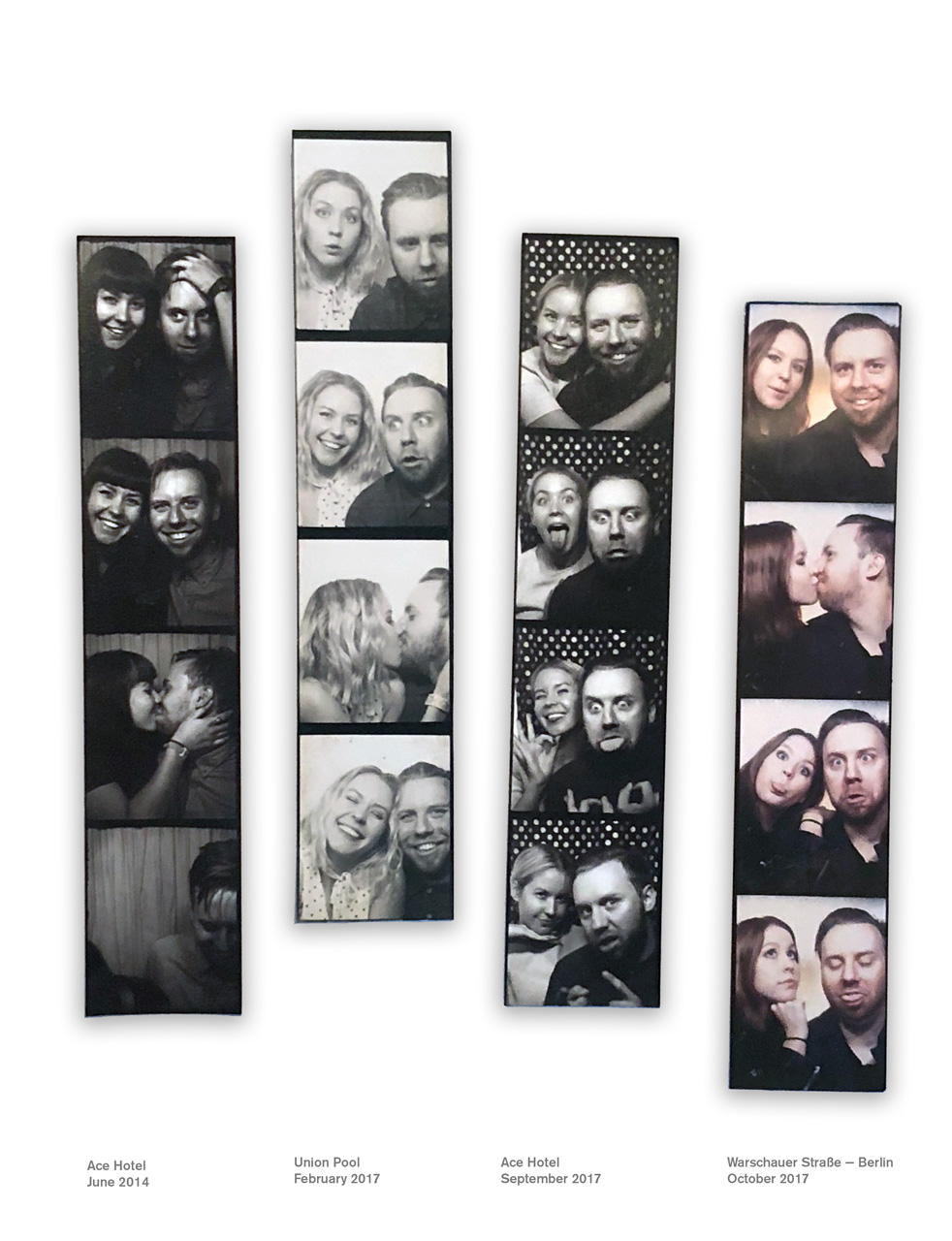 Four photobooth strips of us over the years.